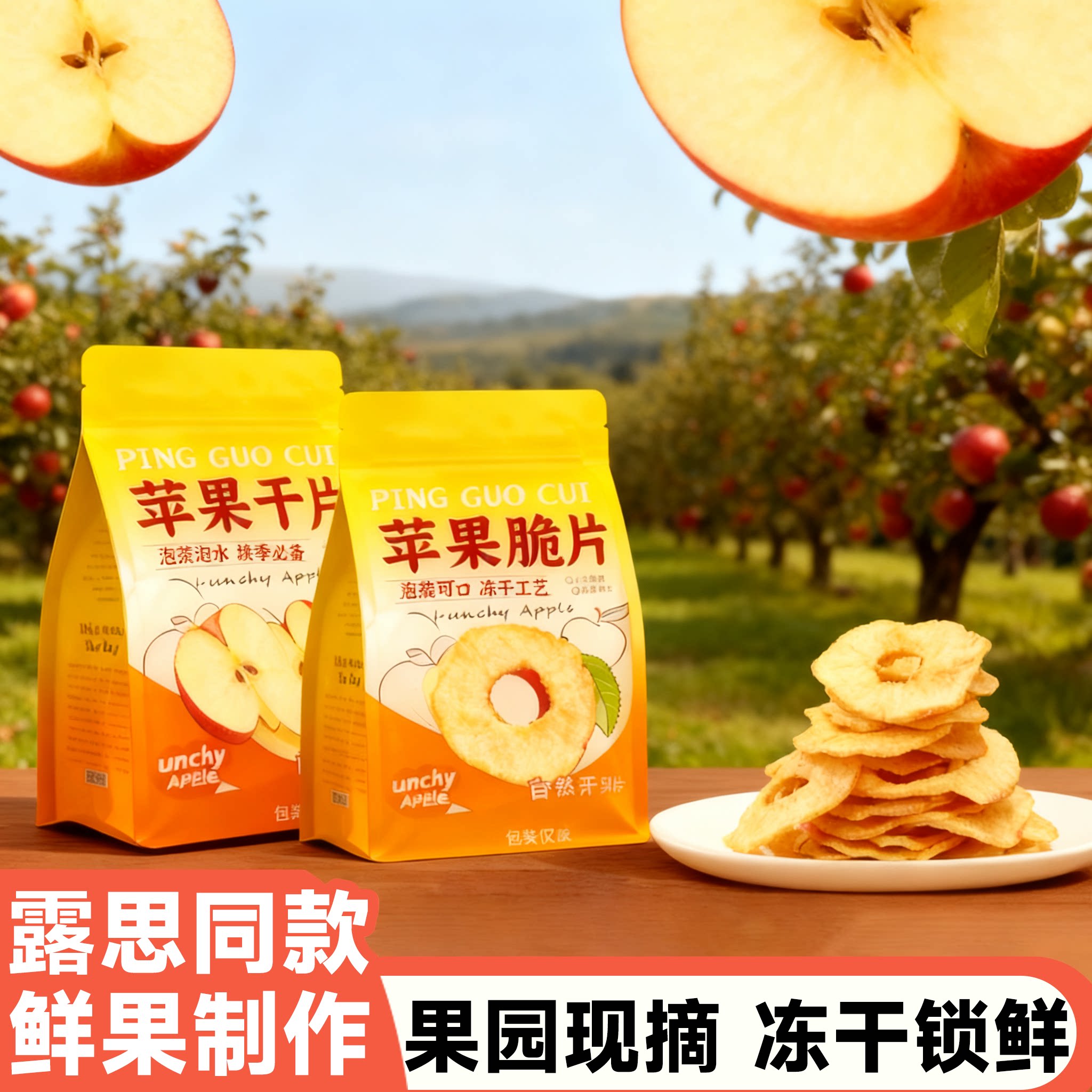 冻干片苹果干婴儿苹果干官方旗舰店三蒸三晒泡水泡茶厚切苹果干片