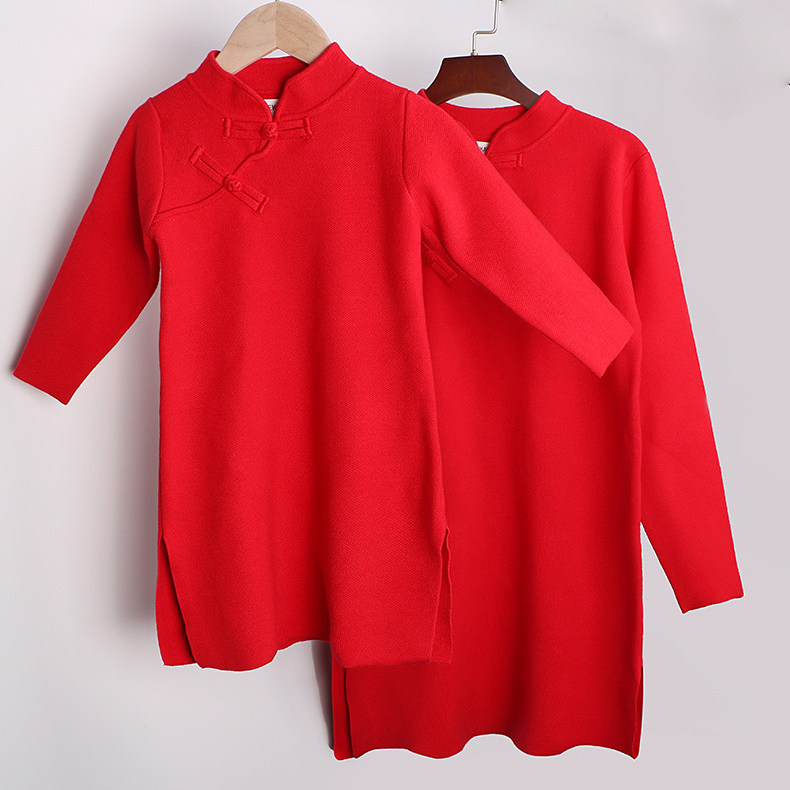 红色喜庆新年唐装针织衫儿童毛衣连衣裙母女亲子装旗袍过年中国风在类目 童装/婴儿装/亲子装, 亲子装/亲子时装中 - 来自Buy2taobao.com提供专业的淘宝代购服务