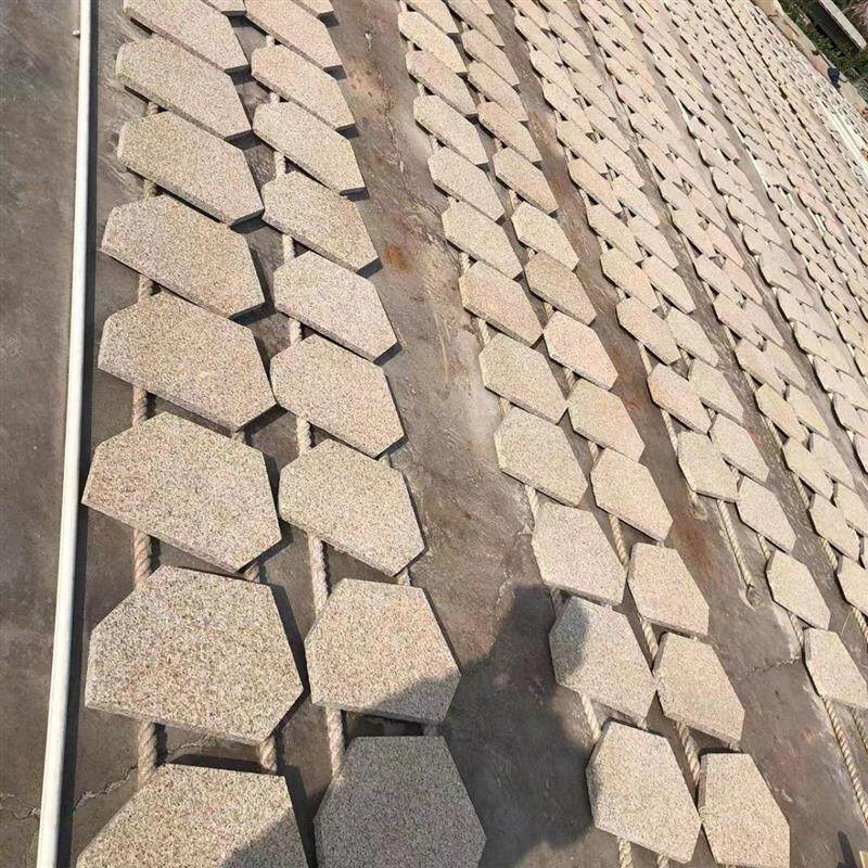 黄锈石冰裂纹广场地铺石材板冰裂纹花岗岩板干挂黄锈石