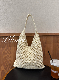理理我|糯米~小个子棉线包夏季百搭镂空编织包内衬一体手工编织