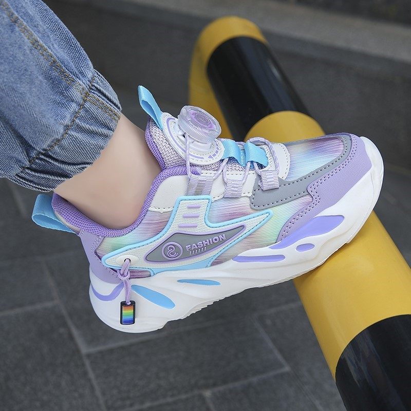 KFT脚王官方童鞋 女童鞋春秋新款皮面防水儿童运动鞋旋转扣女