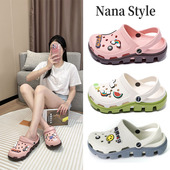夏季 女欧阳娜娜鹿晗包头软厚底防滑沙滩凉拖鞋 外穿 洞洞鞋 网红同款