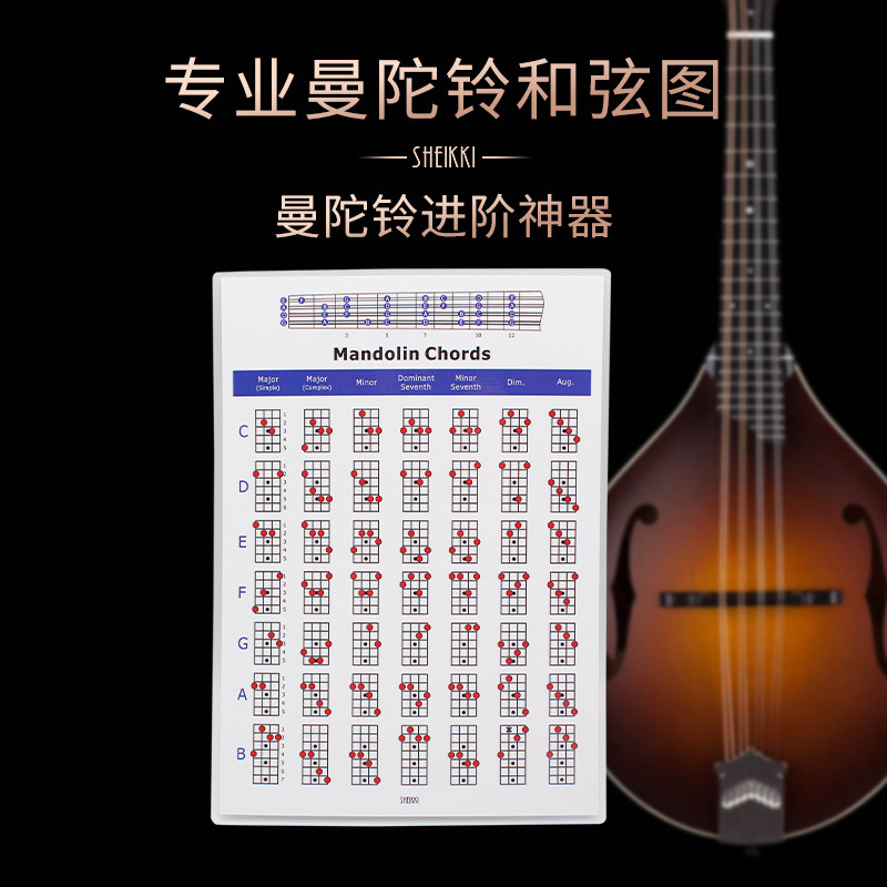 专业曼陀铃和弦图解 曼陀林指法练习表指板音名图初学习入门教材