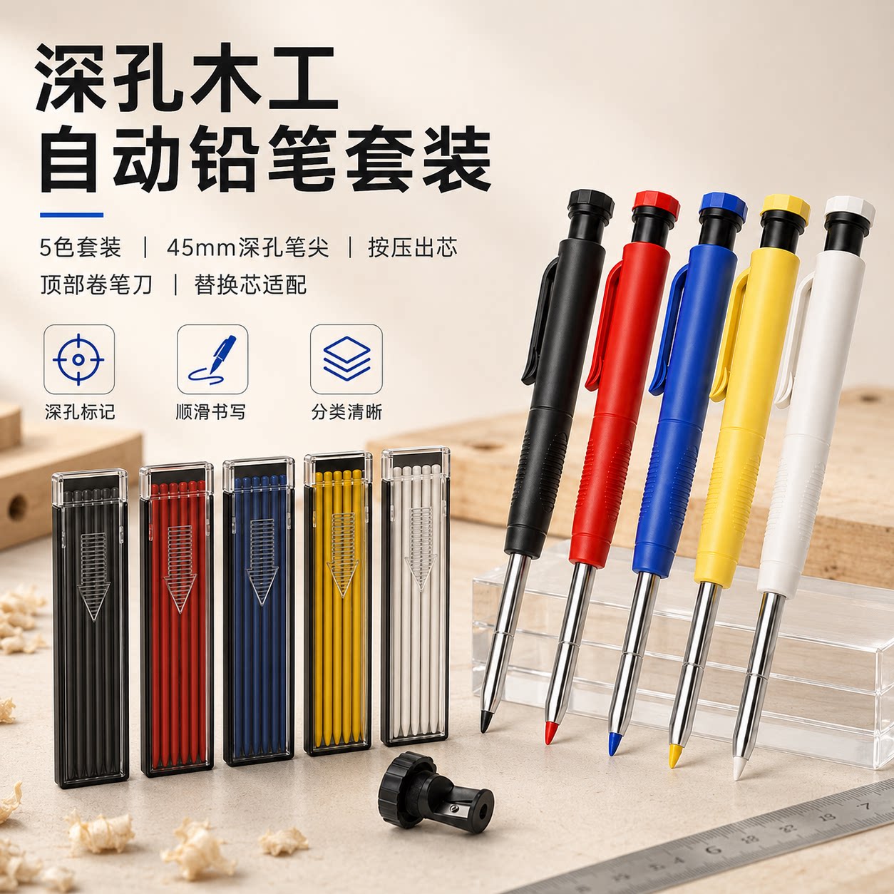 金属长头深孔木工笔速干彩色笔芯