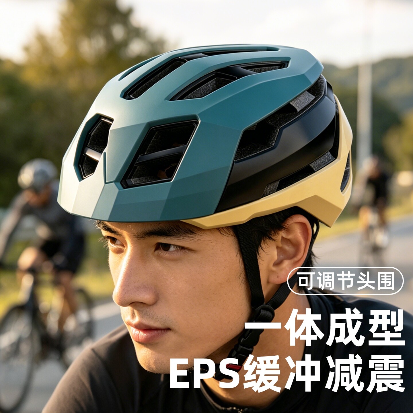 山地车超轻一体成型骑行头盔成人自行车夏季安全帽公路单车速滑盔