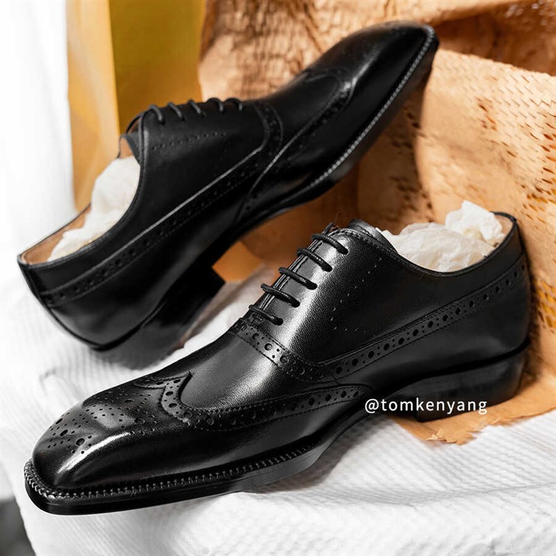 【高货】男鞋黑色皮鞋商务正装头层牛皮牛津鞋结婚新郎鞋男士