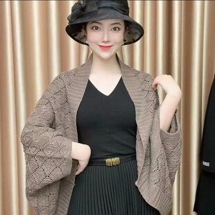 春秋针织围巾女高端披肩夏季配裙子旗袍外搭洋气两用开衫外套女士