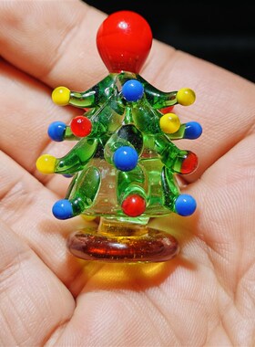 淄博琉璃手工艺品实心圣诞树摆件桌面家居氛围感书桌W装饰摆放礼