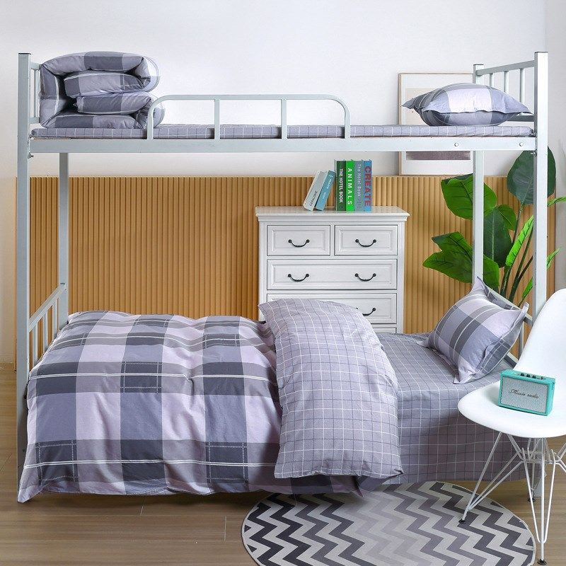 全棉简约款c学生宿舍三件套寝室纯棉六件套被褥上下铺床上用品被