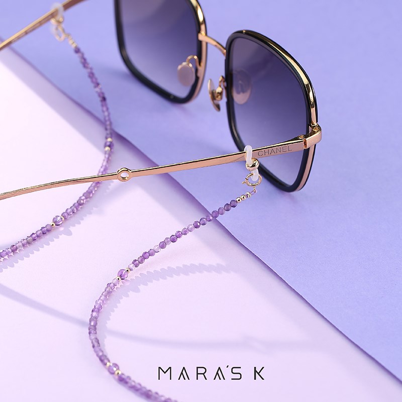 轻奢天然紫水晶眼镜链项链 时尚复古墨镜挂链耳机防丢链多功能链