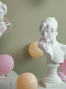 法式粉色吹泡泡少女底座雕塑人物摆件壁G龛玄关柜艺术装饰大号80c