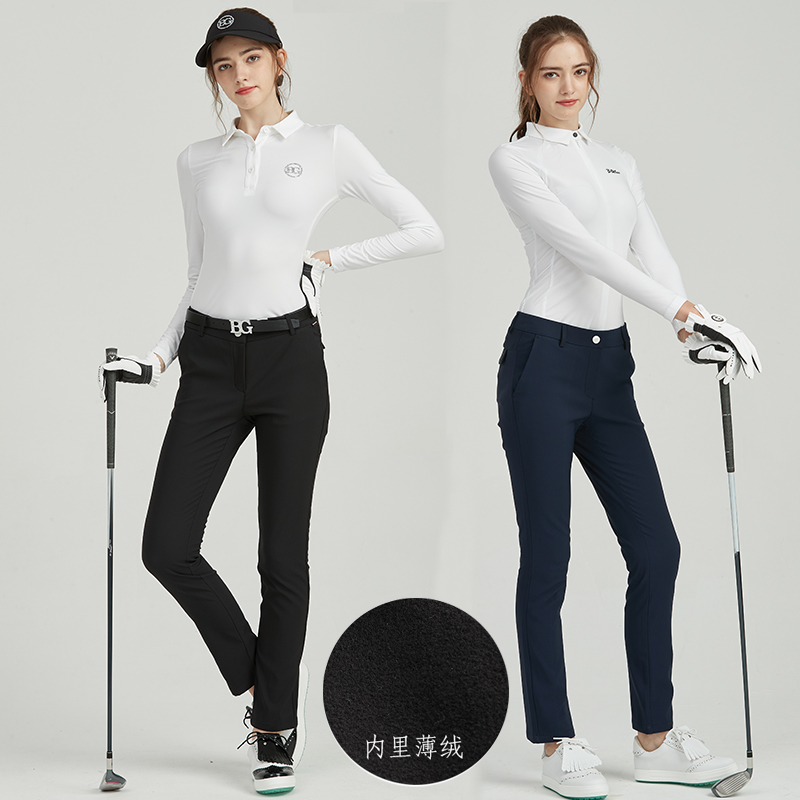 BG高尔夫裤子女秋m冬加绒显瘦保暖女士长裤户外弹力螺纹松紧带女
