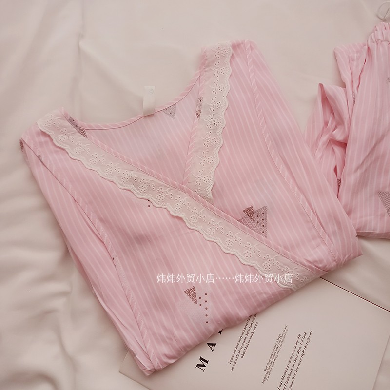 夏季薄款棉稠哺j乳月子服套装产后喂奶家居服凉快人棉孕妇睡衣