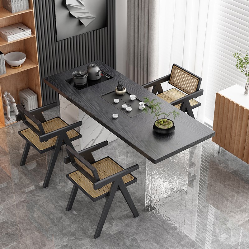 茶桌书桌一体两用轻奢实木家用客厅茶桌椅组合阳台小户型家用茶台