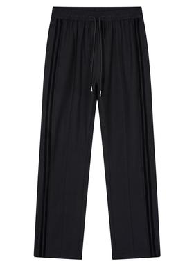 PASALIENS美式街头黑色针织抽绳裤男潮流百搭系列垂感直筒裤长裤