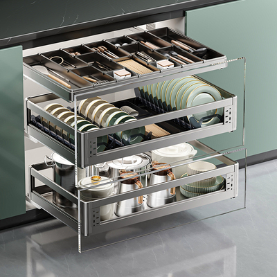 四季沐歌三层铝合金拉篮厨房橱柜