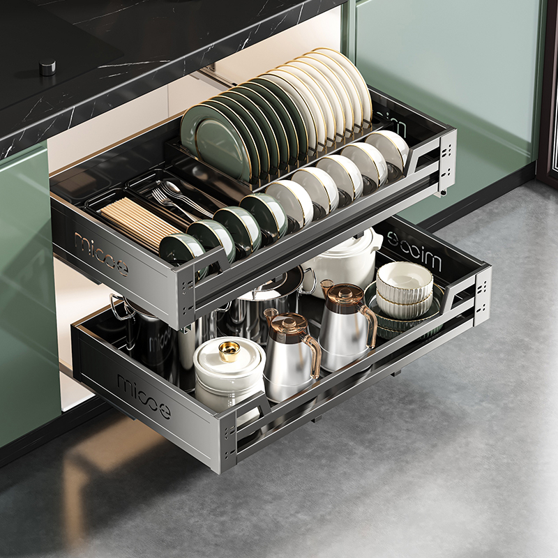 终身质保！不锈钢双层拉篮