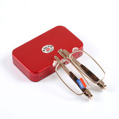 折叠便携方形烟盒金属高清蝴蝶老花镜男女时尚 超轻放大老人眼镜