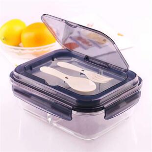 耐热玻璃两分隔饭盒可微波炉加热专用上班族带饭大号两分格便当盒