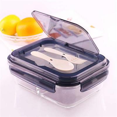 耐热玻璃两分隔饭盒可微波炉加热专用上班族带饭大号两分格便当盒