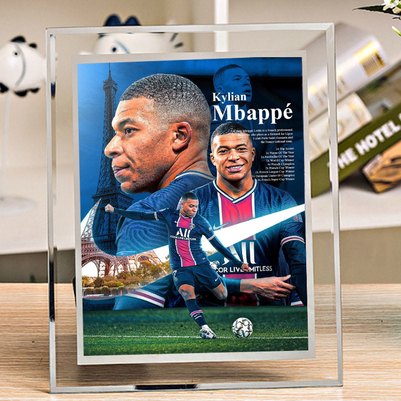 姆巴佩欧洲杯diy相框图片diy摆台宿舍办公室书桌面装饰品