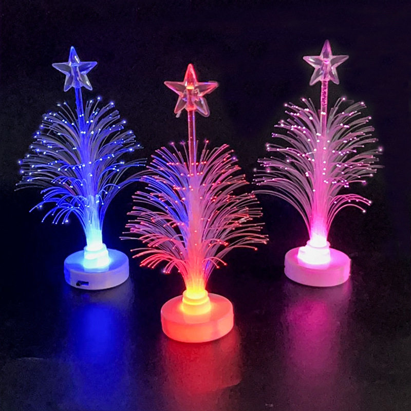 新款创意七彩发光圣诞树 圣诞发光玩具 led闪光光纤树 地摊热卖