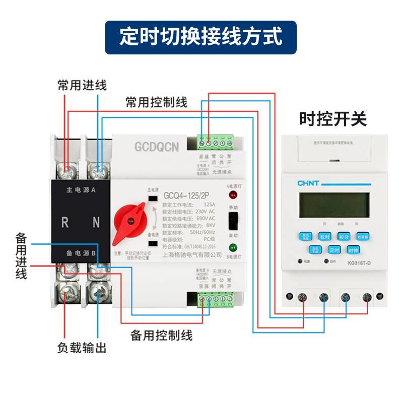 双电源自动转换开关2P380V4P16A63A80A100单相家用不断电切换开关