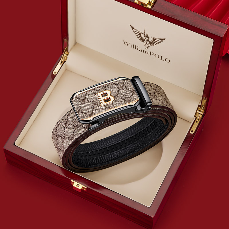 保罗男士皮带真皮2025新款潮腰带品牌年轻人商务潮流个性裤带