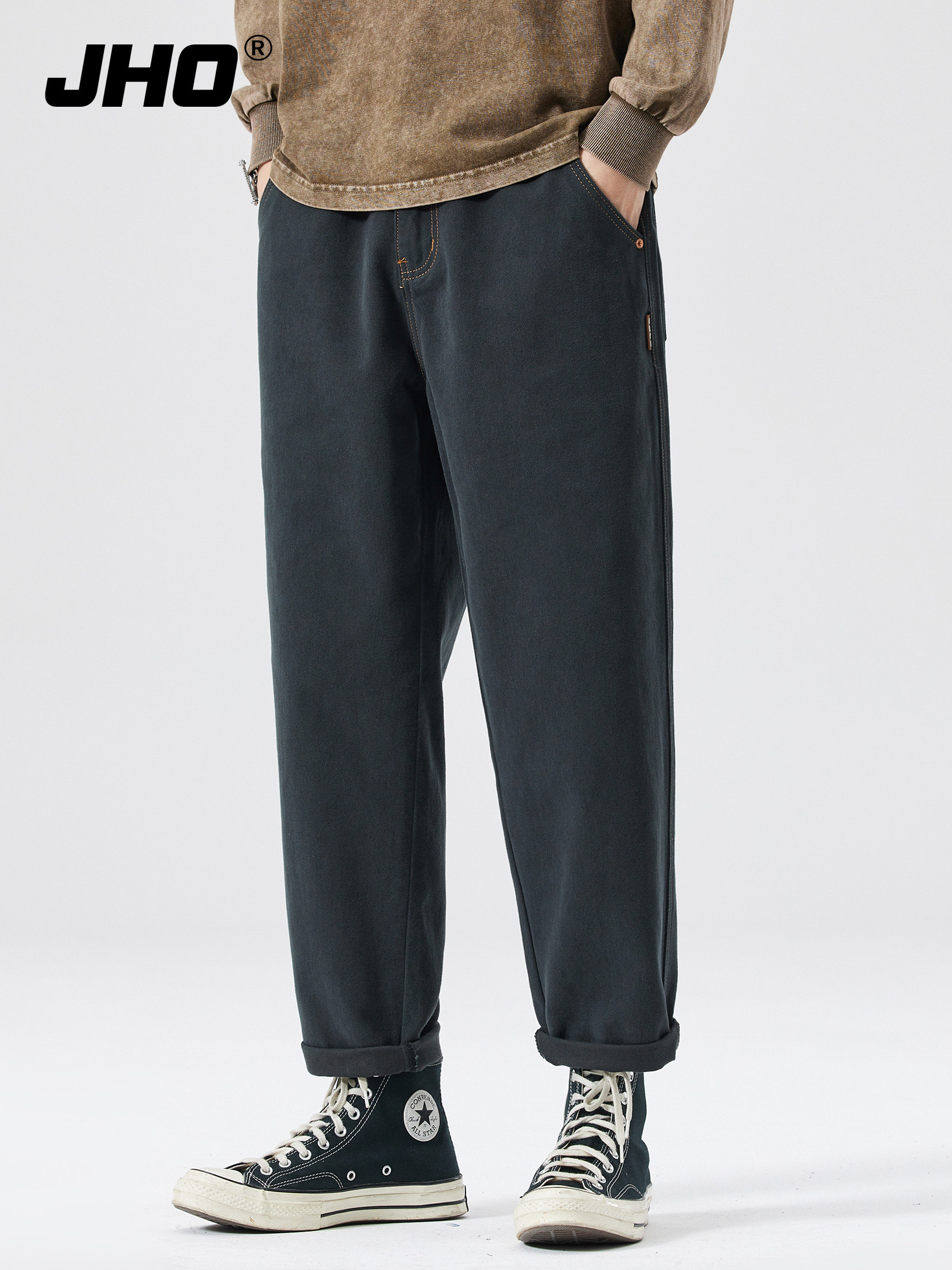 纯棉工装裤男士春季2025新款宽松直筒美式覆古潮牌微锥休闲裤男款