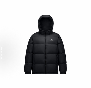 Camel/骆驼火山系列轻户外拒水羽绒服男女同款黑色连帽外套西北仓