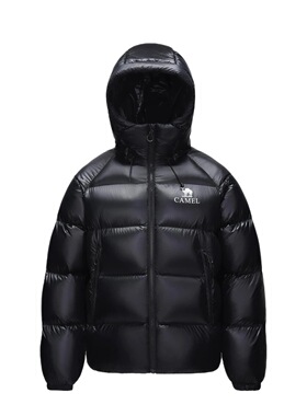 骆驼黑钻5PRO气凝胶防风蓄热加厚拒水抗静电连帽鸭绒羽绒服 jzh仓