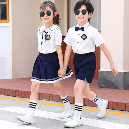 幼儿园园服夏装小学生班服夏季校服套装英伦学院风儿童毕业照服装