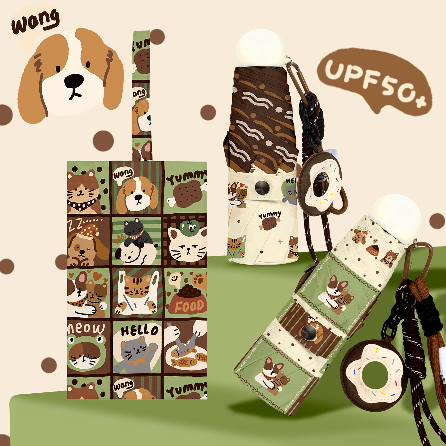 原创挂绳五折防晒伞女小巧便携防紫外线学生遮阳太阳伞晴雨伞两用