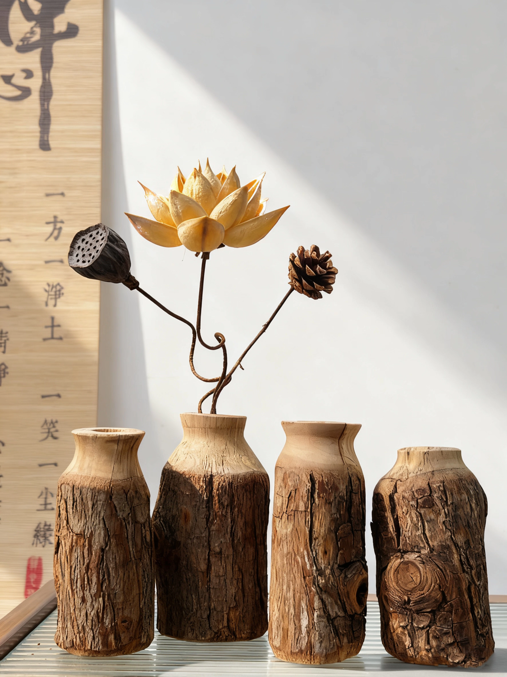 新中式实木花瓶木制插干花香薰客厅田园民宿日式创意居家茶几摆件,家居饰品,桌面摆件,淘宝优惠券,粉丝福利购,淘宝优惠卷