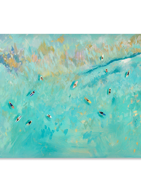 【特惠捡漏】Nina Brooke复刻艺术版画蓝绿色大海滩风景装饰画芯