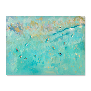 【特惠捡漏】Nina Brooke复刻艺术版画蓝绿色大海滩风景装饰画芯