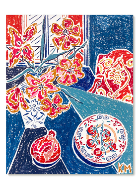 【捡漏合集】插画师Kate Mary复刻艺术版画蓝色线条抽象装饰画芯