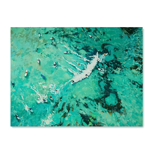 【特惠捡漏】Nina Brooke复刻艺术版画蓝绿色大海滩风景装饰画芯