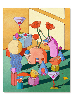 【特惠捡漏】Asami Watanabe多巴胺复刻艺术插画复古抽象装饰画芯