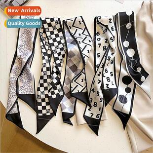 Premium Gray Fashion Long Small lk Scarf Women French Hair T