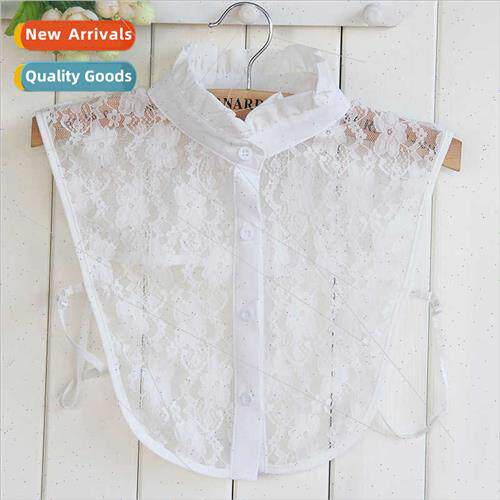 Korean spring fall  lady lace false collar shirt female lotu