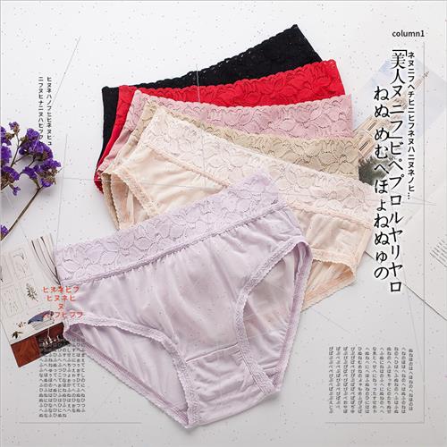 lk panties female summer thin mulberry silk Japan lace lace