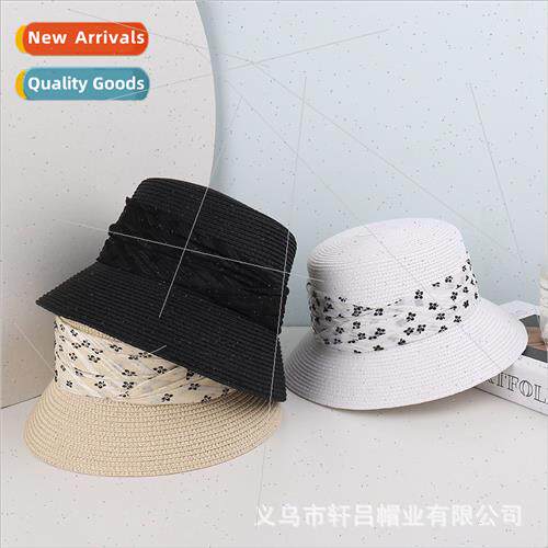 New summer floral weaving sun shading basin hat casual fashi