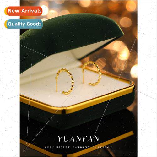 925 silver geometric diamond earrings female ins niche Frenc