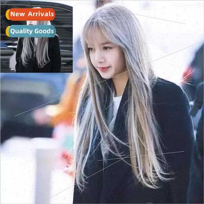 blackpink lisa hair color wig long women granny gray manga b