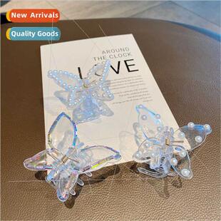 Pearl rhinestone butterfly hair clips female back head tempe