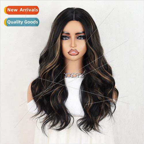 Europe wig women center parted black brown tinted long big w