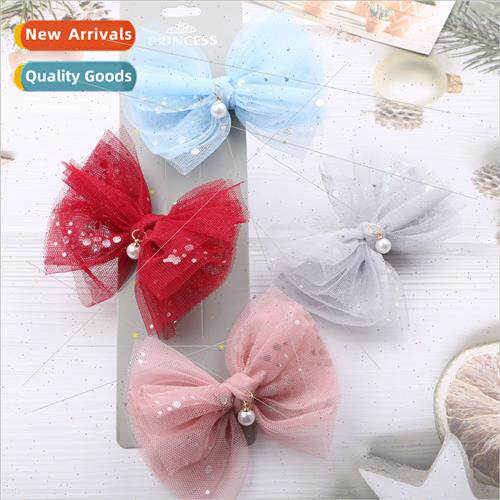 Korean mesh sequins bow DIY hair rope hair clips hair bands
