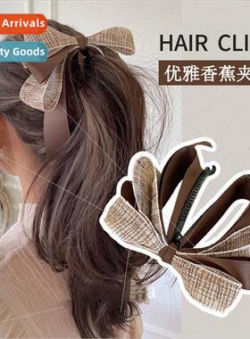 bow hair clips female super fairy back head vertical ponytai