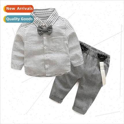 Boys baby fall childrens clothing Boys gentleman wind bow ti
